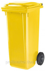Пластиковый мусорный контейнер 120 л. желтый